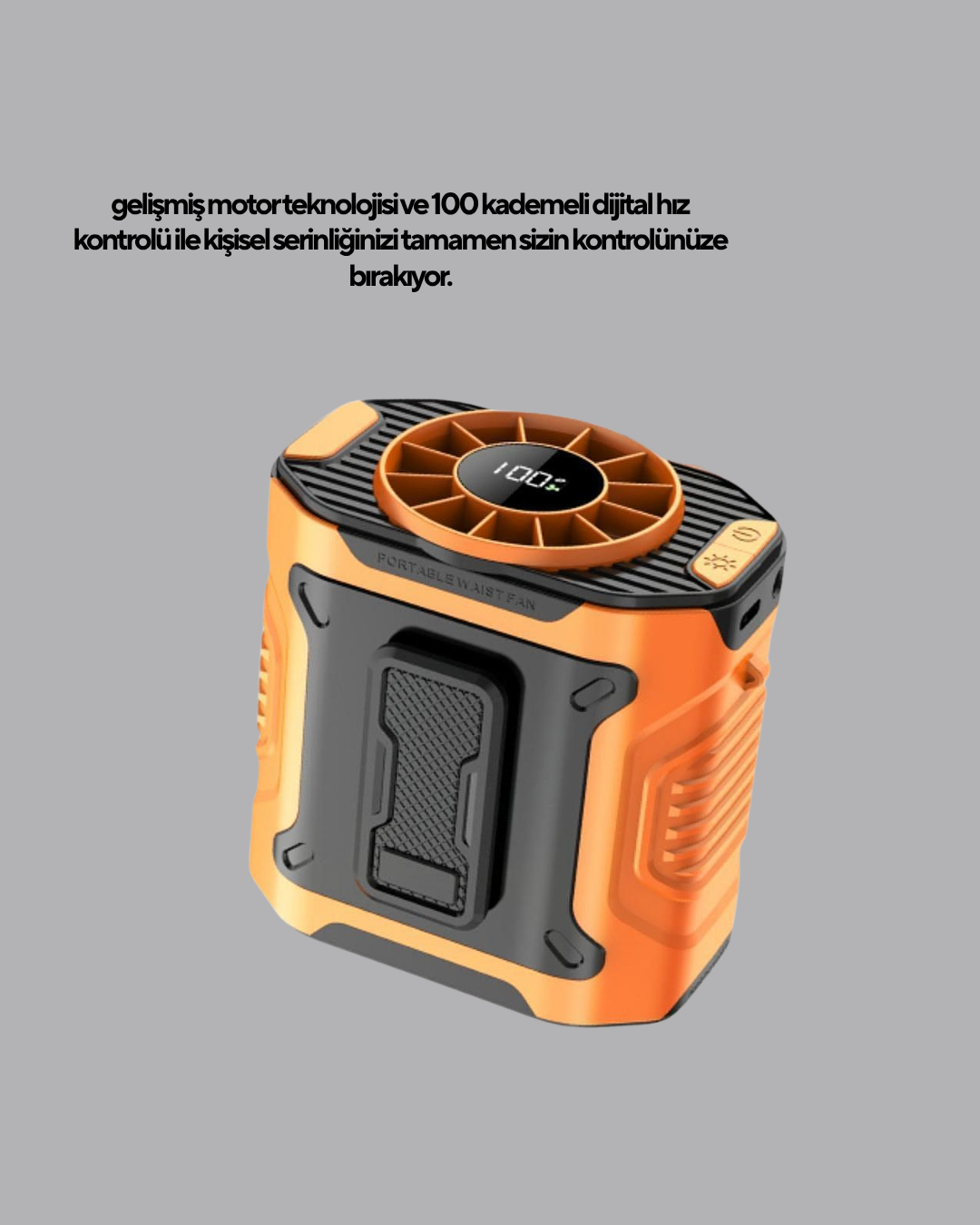 Dijital Ekranlı Turbo Mini Fan – 3 Kademeli Hız, Sessiz Çalışma ve Type-C Şarj - Bayi Depom