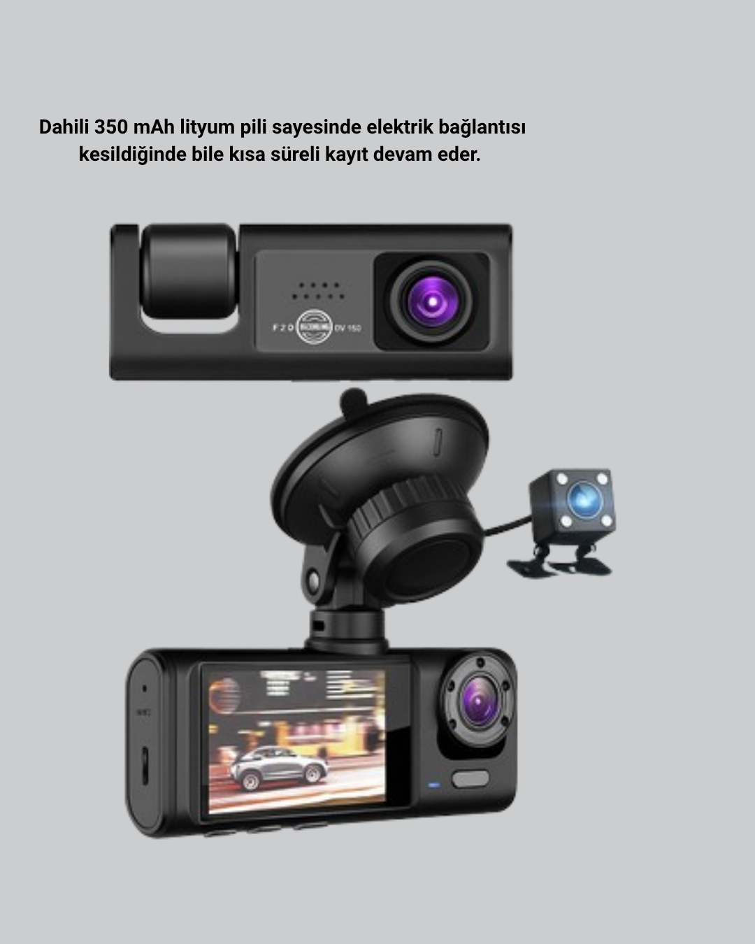 Üç Kameralı Araç DVR Full HD Gece Görüşlü ve 2 inç IPS Ekranlı - Bayi Depom Üç Kameralı Araç DVR Full HD Gece Görüşlü ve 2 inç IPS Ekranlı - Bayi Depom