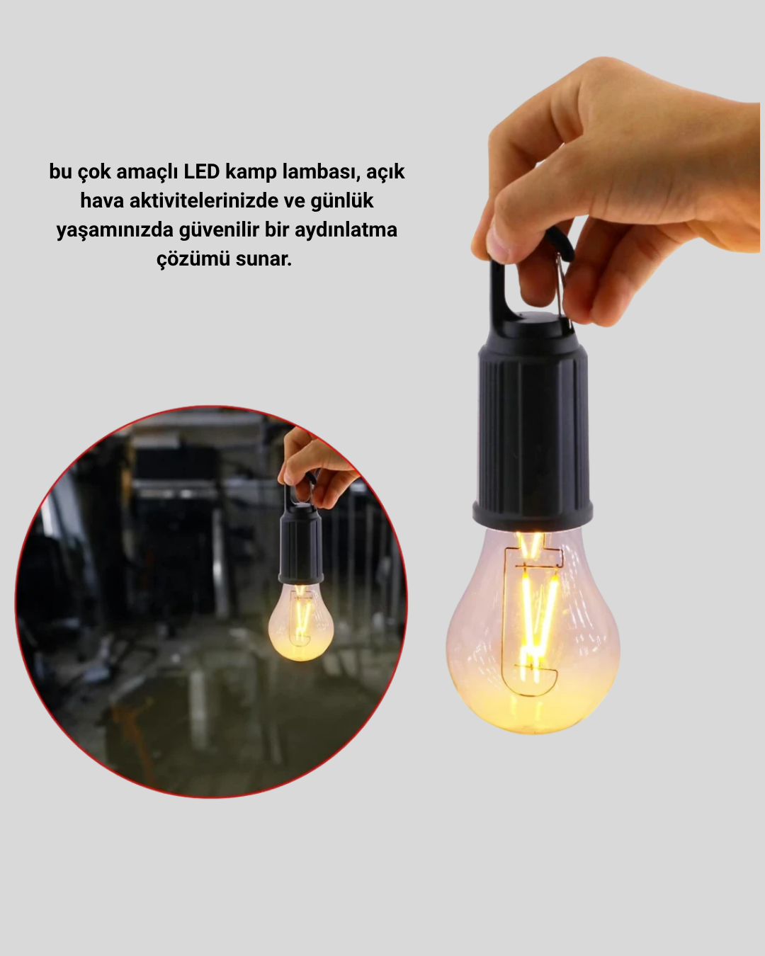 Type-C Şarjlı LED Kamp Lambası – Uzun Ömürlü Pil ve Yüksek Parlaklık - Bayi Depom