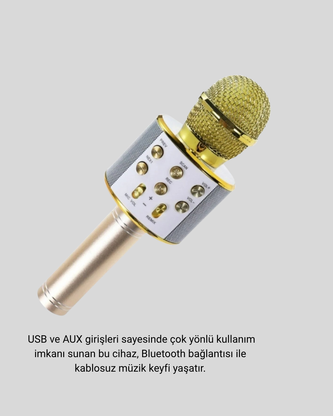 Kablosuz Karaoke Mikrofon USB AUX Destekli Parti ve Eğlence İçin - Bayi Depom