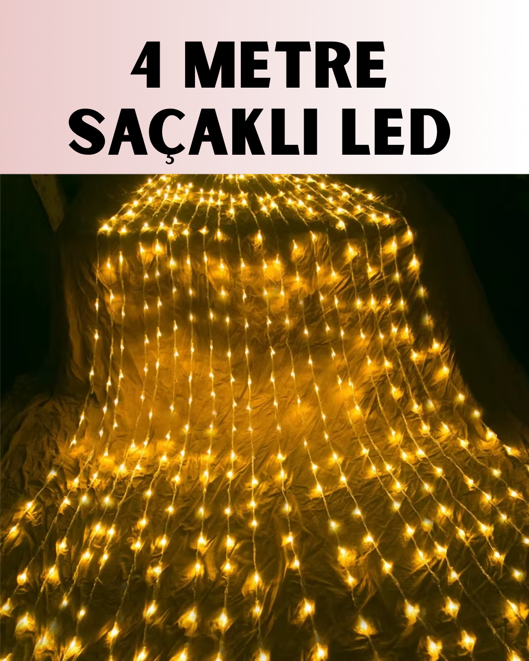 4 Metre Icicle Şelale Led Yılbaşı Perde Işık Sıcak Ambiyans - Bayi Depom