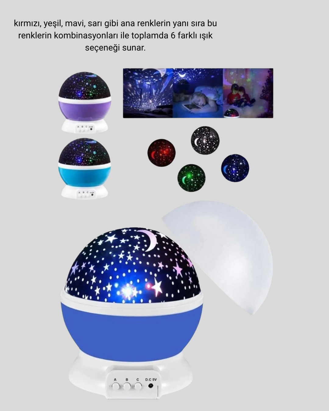 Çocuk Gece Lambası 6 Modlu Renkli LED Enerji Tasarruflu Masal Işığı - Bayi Depom Çocuk Gece Lambası 6 Modlu Renkli LED Enerji Tasarruflu Masal Işığı - Bayi Depom