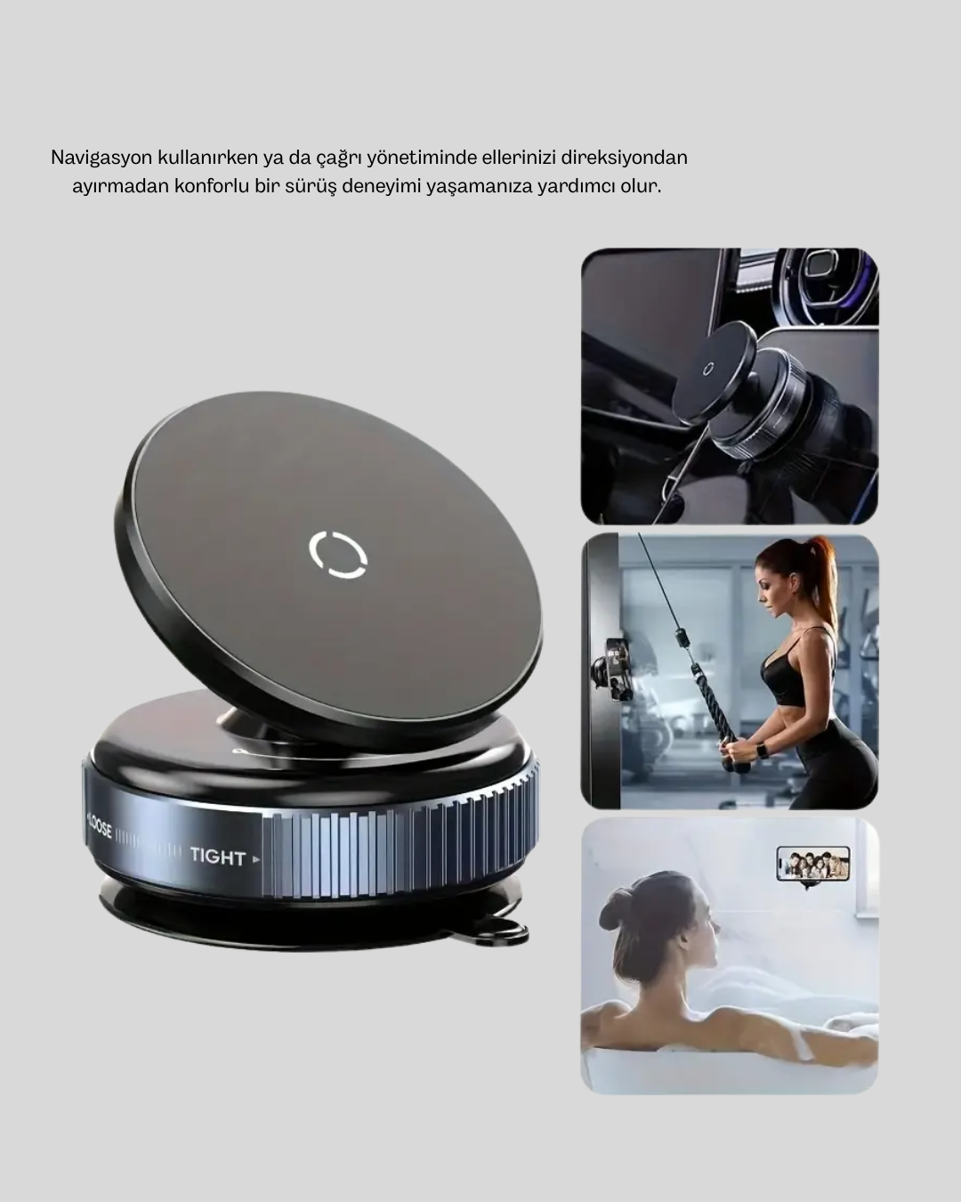 Mıknatıslı Araç Telefon Tutucu Vakum Teknolojili 360° Ayarlanabilir - Bayi Depom
