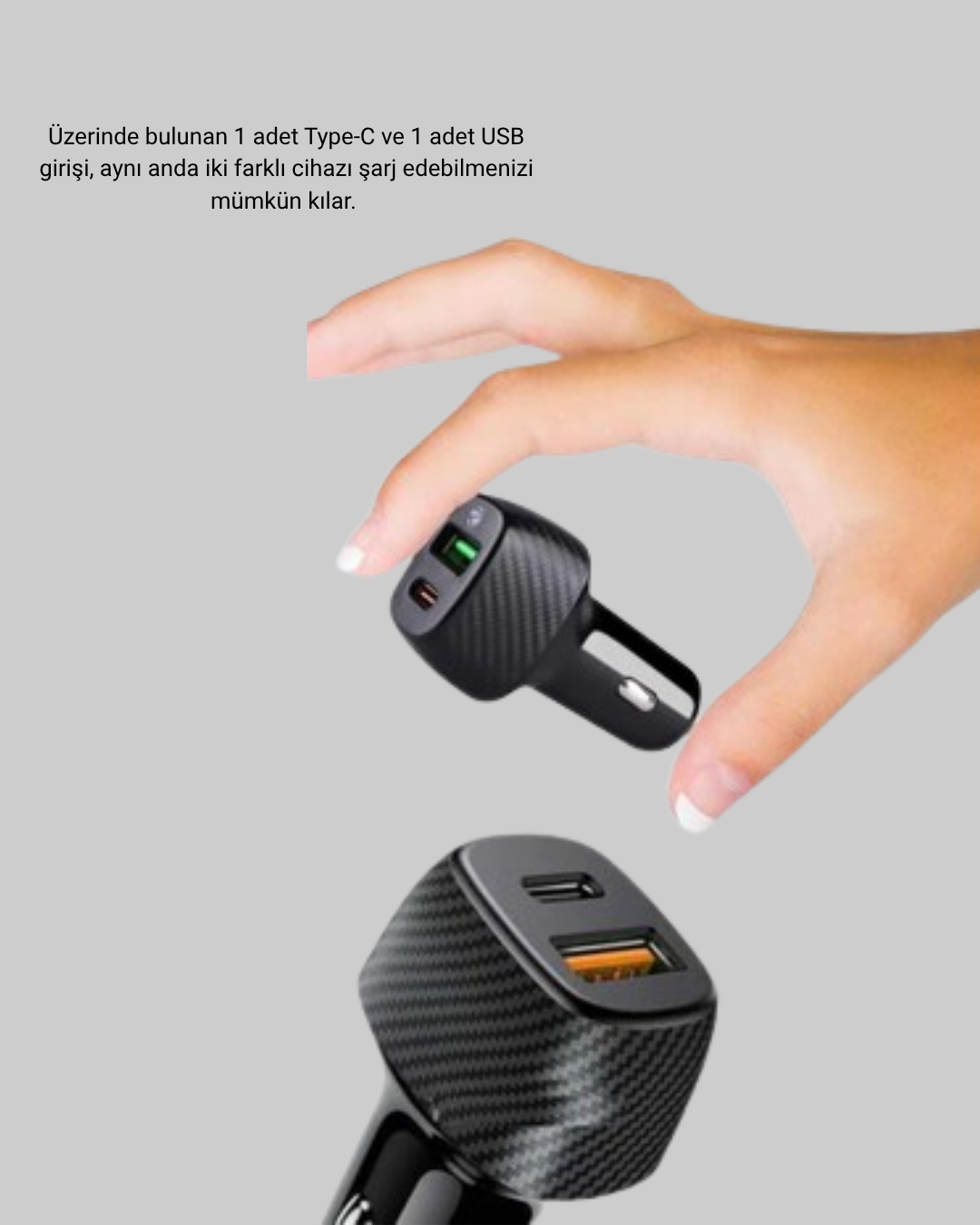 38W Araç Şarj Cihazı Type-C PD USB Hızlı Şarj Çift Port - Bayi Depom