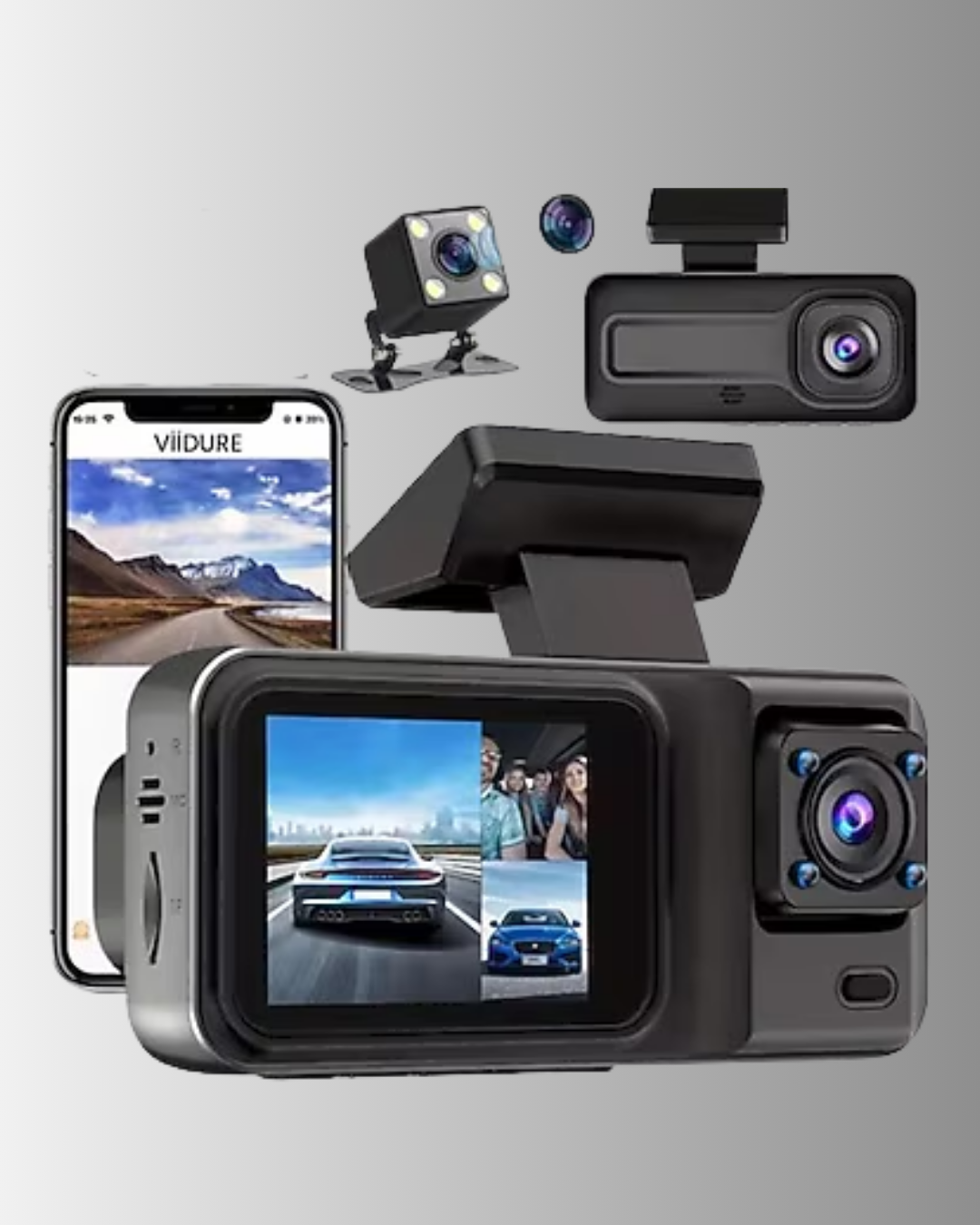 1080P Üç Kameralı Araç Kamerası Wi-Fi Destekli Park Modu ve G-Sensörlü - Bayi Depom 1080P Üç Kameralı Araç Kamerası Wi-Fi Destekli Park Modu ve G-Sensörlü - Bayi Depom