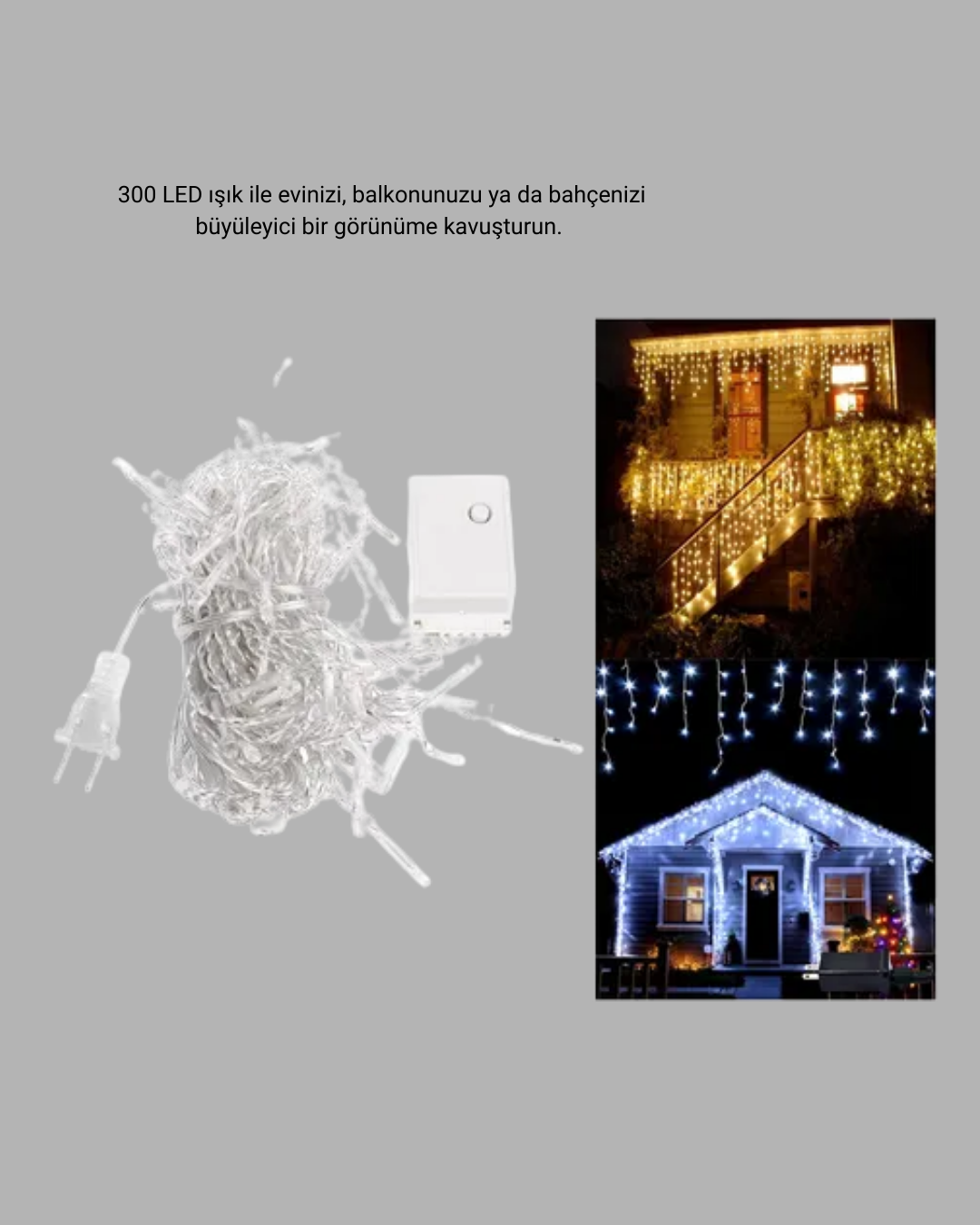 3x3 LED Şelale Perde Işık Kutlama ve Dekor Aydınlatması - Bayi Depom