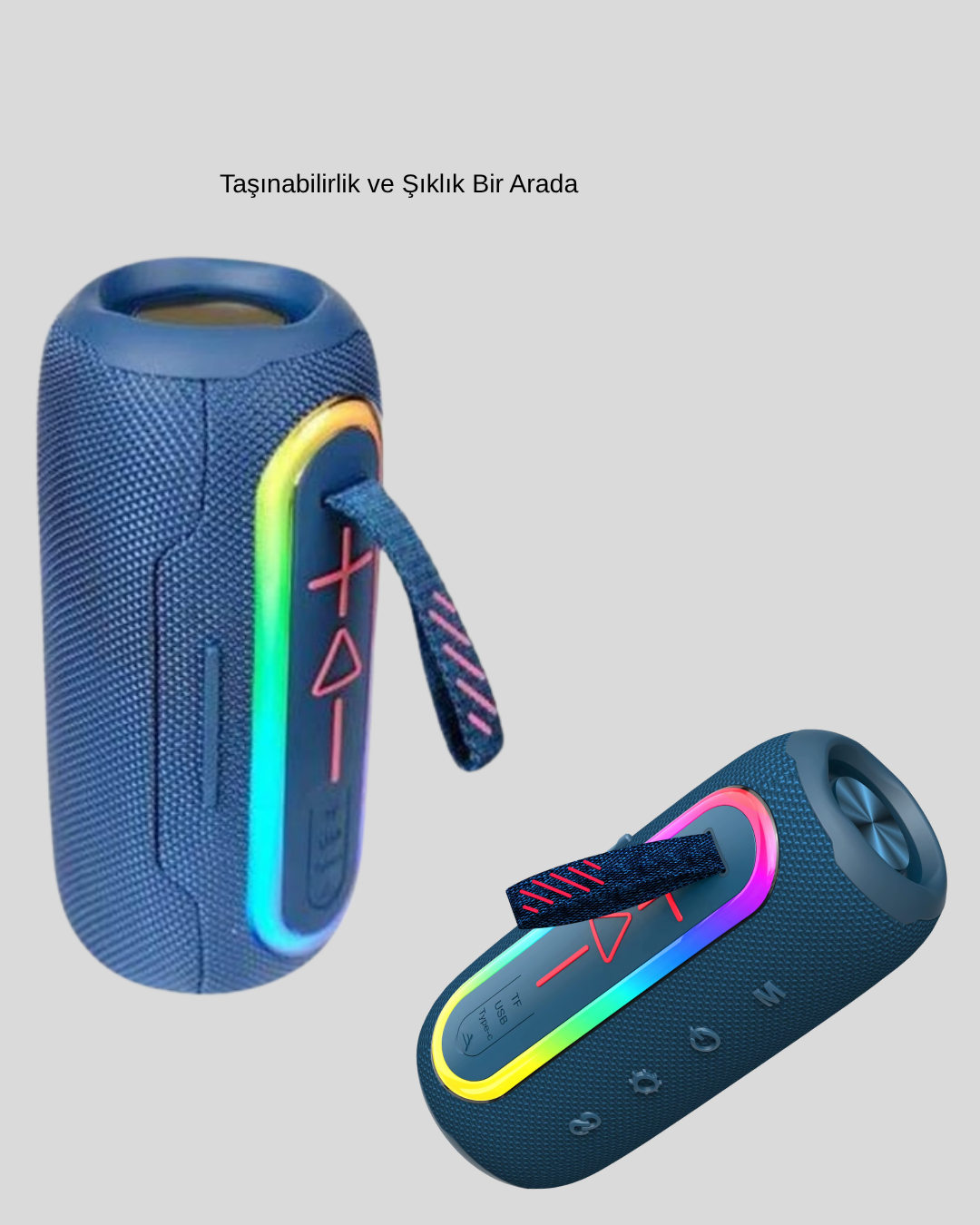 Mavi Taşınabilir Bluetooth Hoparlör Kompakt Tasarım ve Güçlü Ses - Bayi Depom