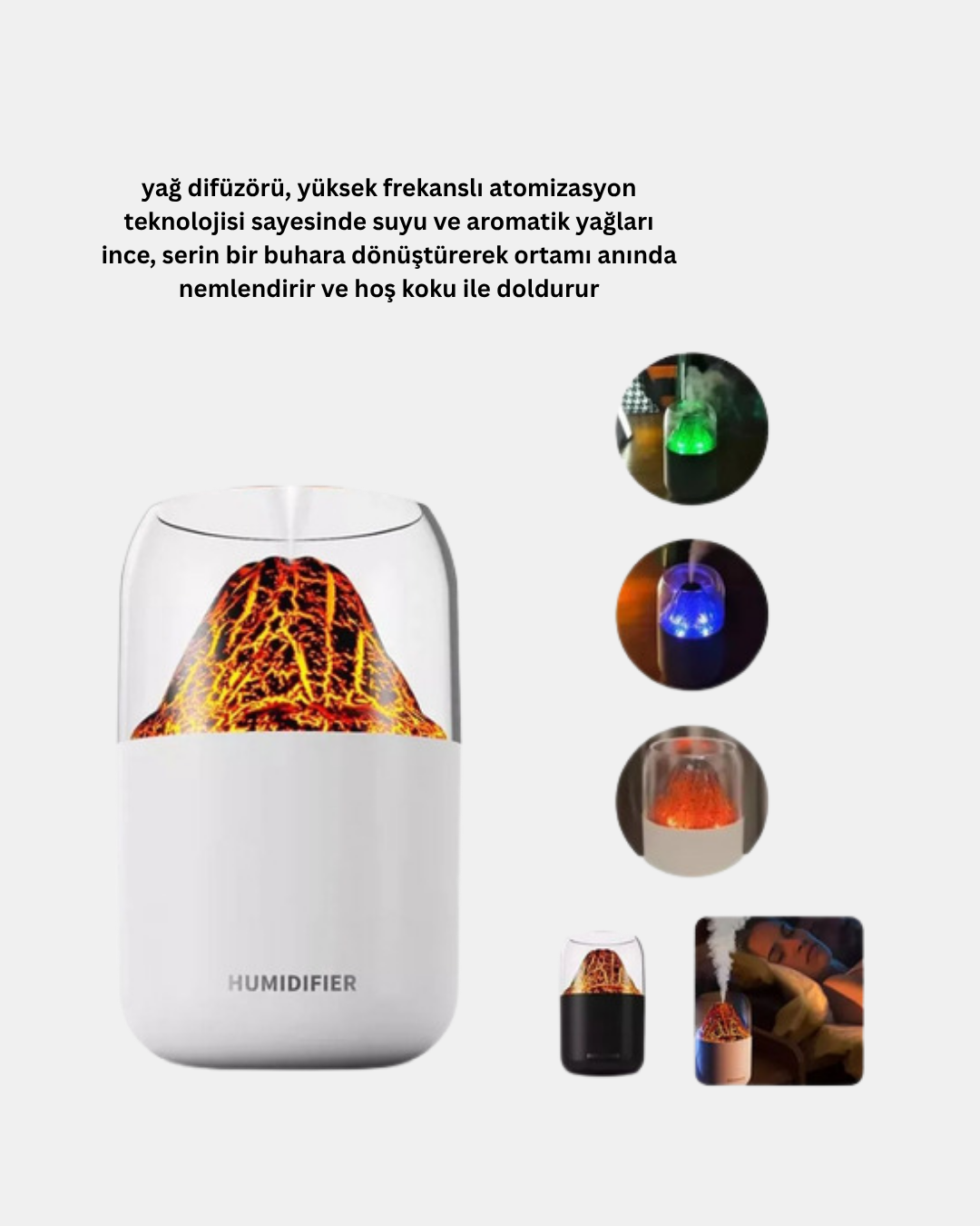 Alev Efektli Ultrasonik Uçucu Yağ Difüzörü 280ml Su Tanklı ve Sessiz Çalışma Özellikli - Bayi Depom Alev Efektli Ultrasonik Uçucu Yağ Difüzörü 280ml Su Tanklı ve Sessiz Çalışma Özellikli - Bayi Depom