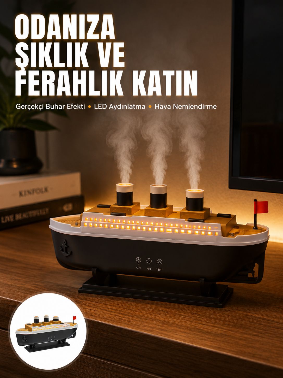Ultra Sessiz Titanik Gemi LED Işıklı Aroma Difüzörü Oda Nemlendirici Yeni Nesil - Bayi Depom Ultra Sessiz Titanik Gemi LED Işıklı Aroma Difüzörü Oda Nemlendirici Yeni Nesil - Bayi Depom