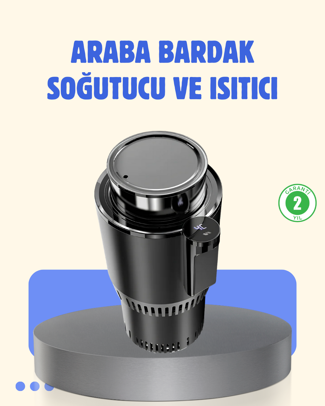 Araç İçi Akıllı Bardaklık Isıtıcı Soğutucu Dijital Ekranlı - Bayi Depom