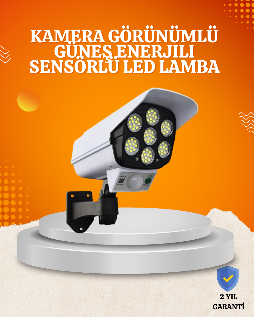 Solar Şarjlı Hareket Sensörlü LED Dış Mekan Lambası Kamera Tasarımlı Güvenlik Işığı - Bayi Depom Solar Şarjlı Hareket Sensörlü LED Dış Mekan Lambası Kamera Tasarımlı Güvenlik Işığı - Bayi Depom