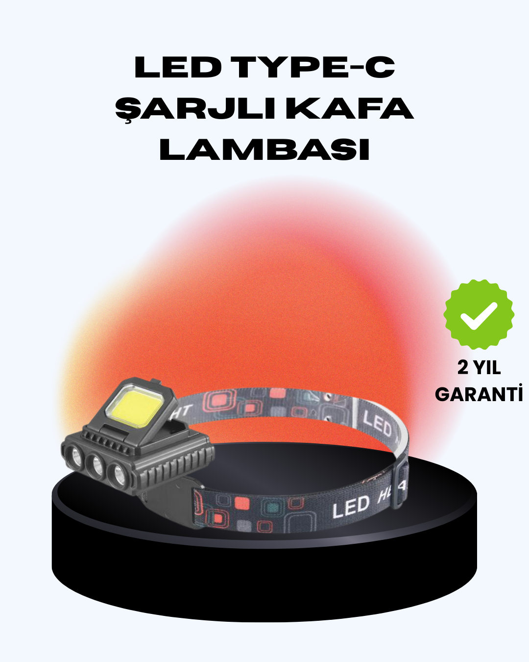 COB + XPE LED Kafa Feneri 800 Lumen USB Type C Şarjlı Çok Modlu - Bayi Depom