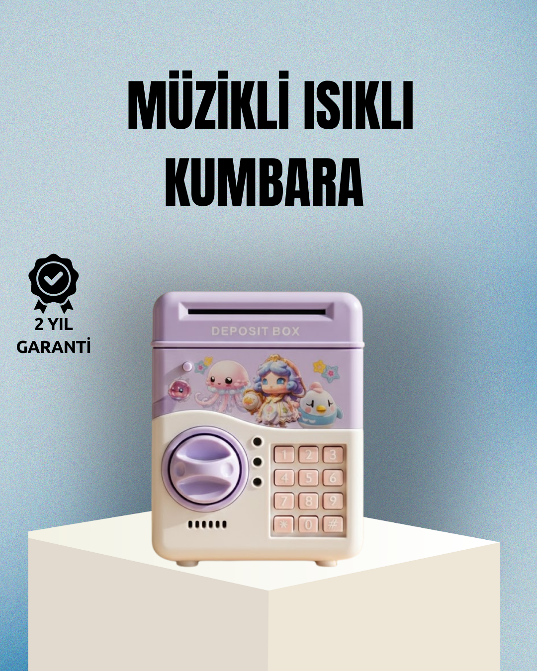 Işıklı Sesli Şifreli Otomatik Para Çeken Kumbara Mor - Bayi Depom