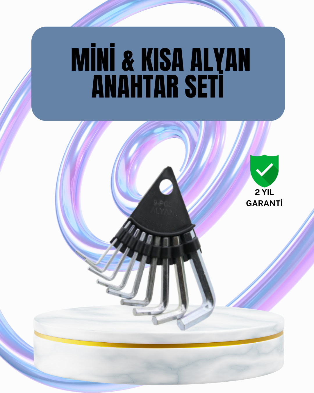 9 Parça Alyan Anahtar Seti Altıgen Uçlu Mobilya ve Tamir İçin - Bayi Depom