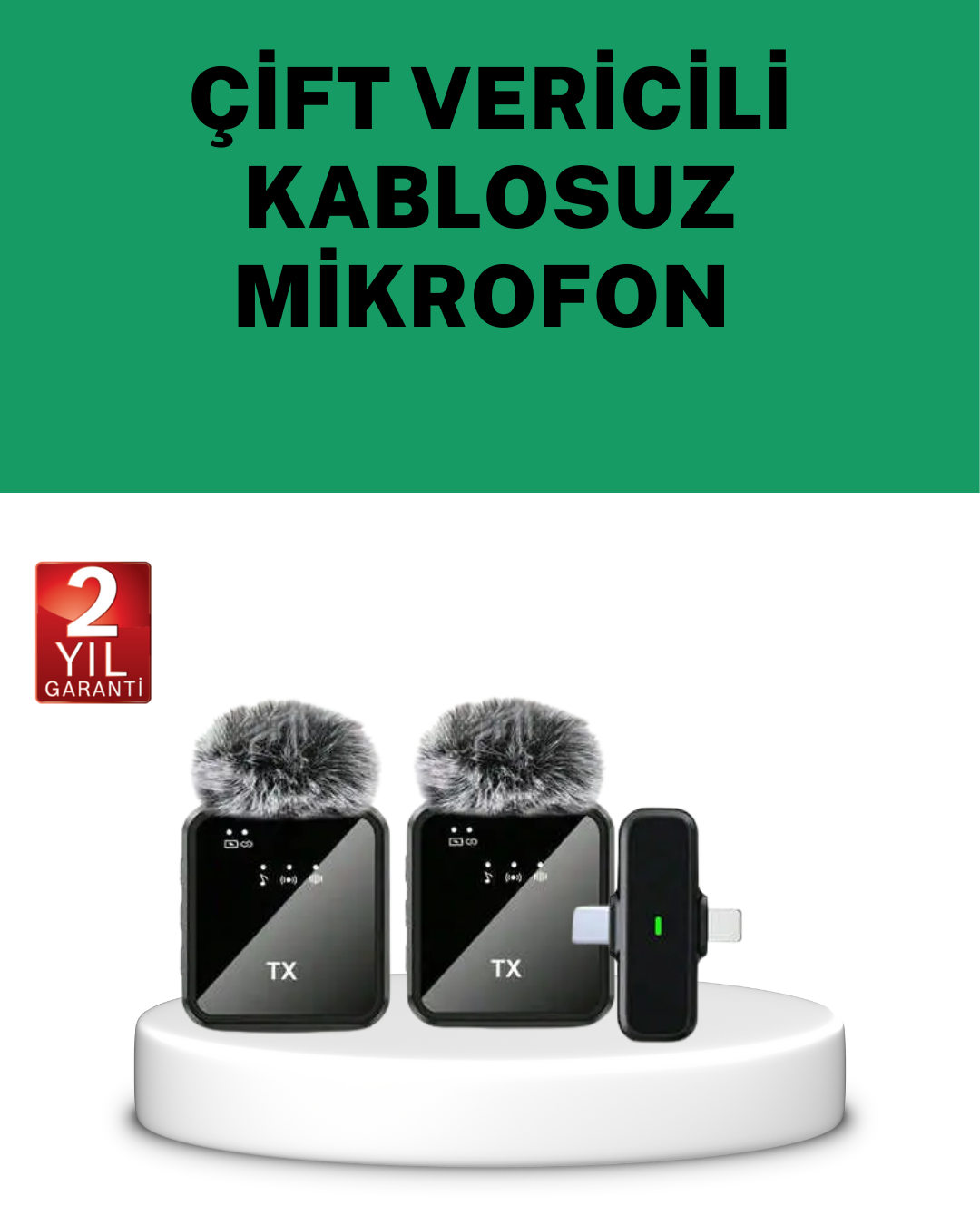 Canlı Yayın ve Video Çekimleri İçin Çiftli Kablosuz Yaka Mikrofon - Bayi Depom