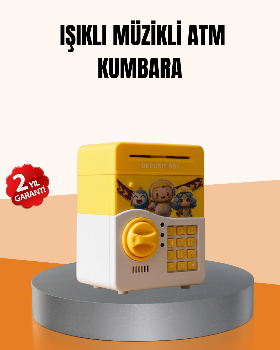 ATM Tasarımlı Sarı Işıklı Sesli Elektronik Kumbara - Bayi Depom