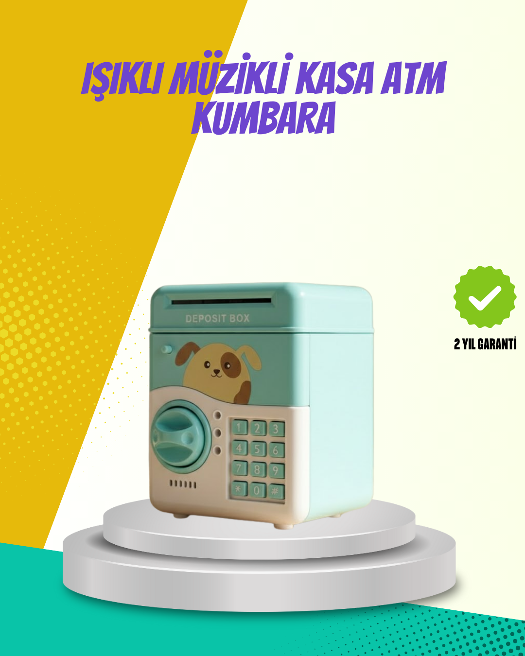 ATM Görünümlü Su Yeşili Otomatik Para Çeken Şifreli Kumbara - Bayi Depom
