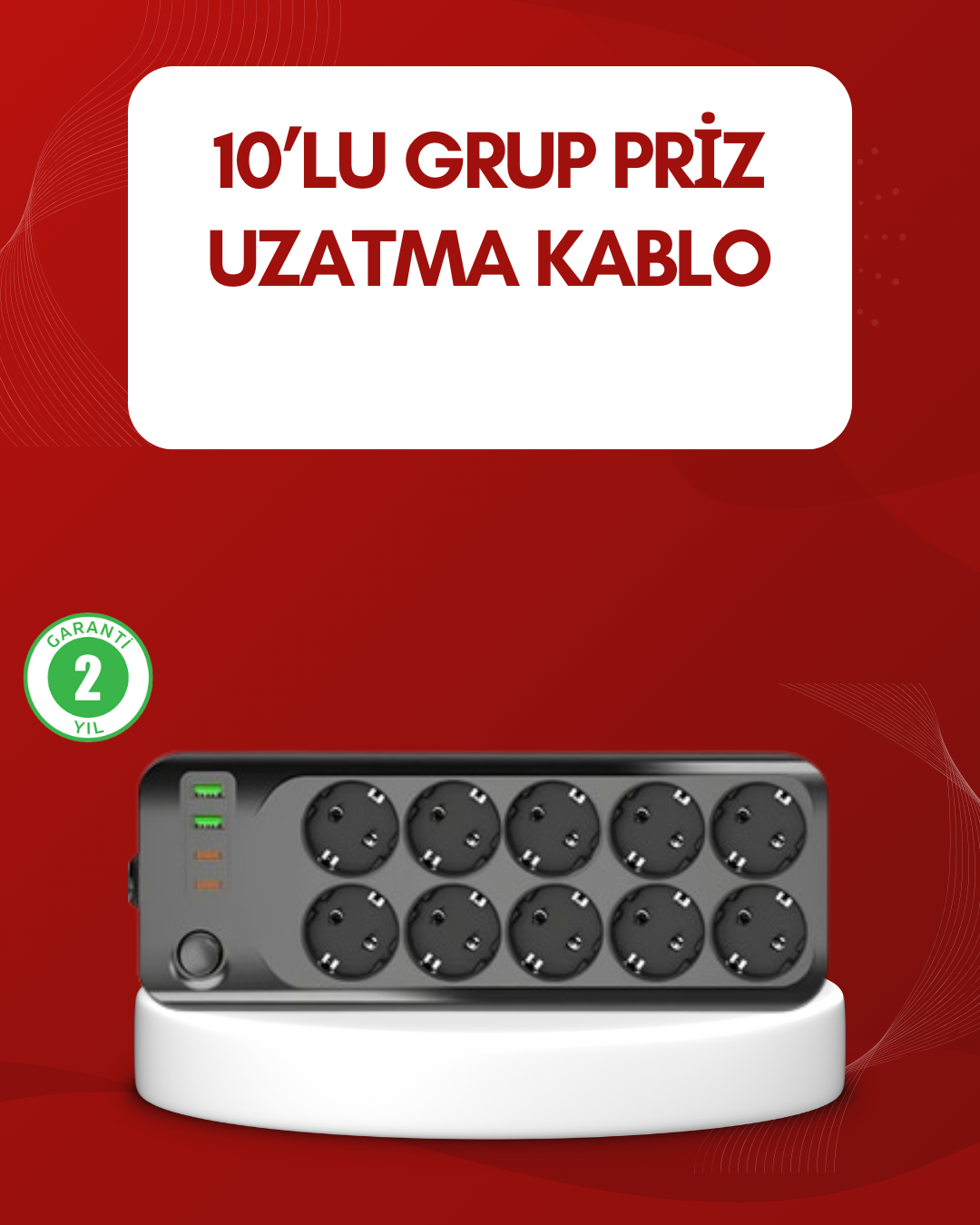 USB Type-C Destekli 10’lu Grup Priz Termal Korumalı 2m Kablo 2500W - Bayi Depom USB Type-C Destekli 10’lu Grup Priz Termal Korumalı 2m Kablo 2500W - Bayi Depom
