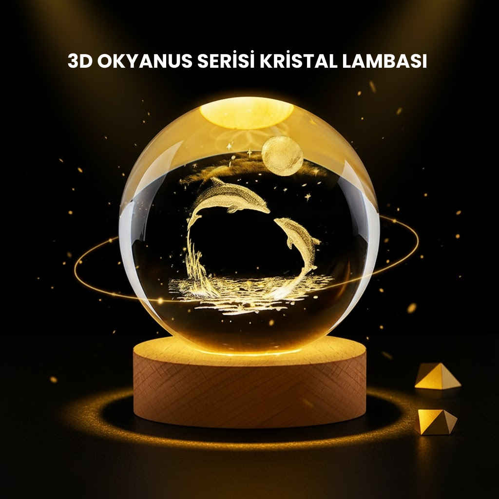 LED Işıklı Yunus Küre Ahşap Standlı Modern Dekoratif Aksesuar - Bayi Depom