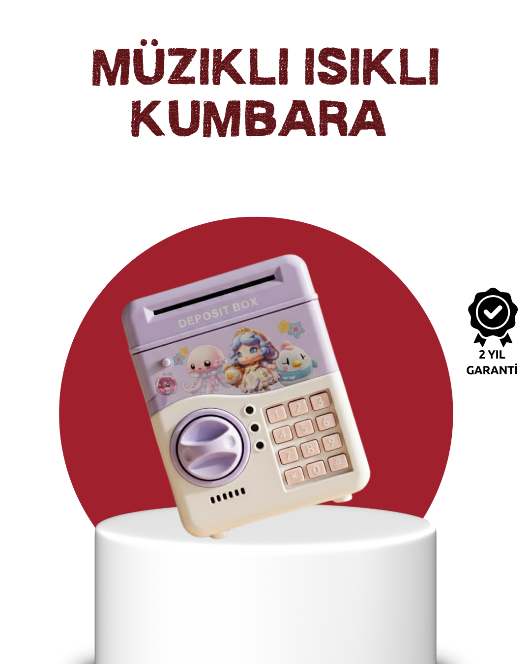 ATM Tasarımlı Şifreli Işıklı Çocuk Kumbarası Mor - Bayi Depom