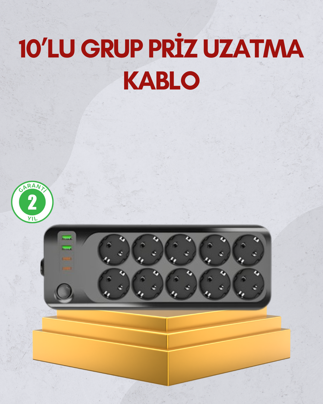 10 Prizli Uzatma Kablosu Termal Koruma USB Type-C Hızlı Şarj 2500W - Bayi Depom 10 Prizli Uzatma Kablosu Termal Koruma USB Type-C Hızlı Şarj 2500W - Bayi Depom