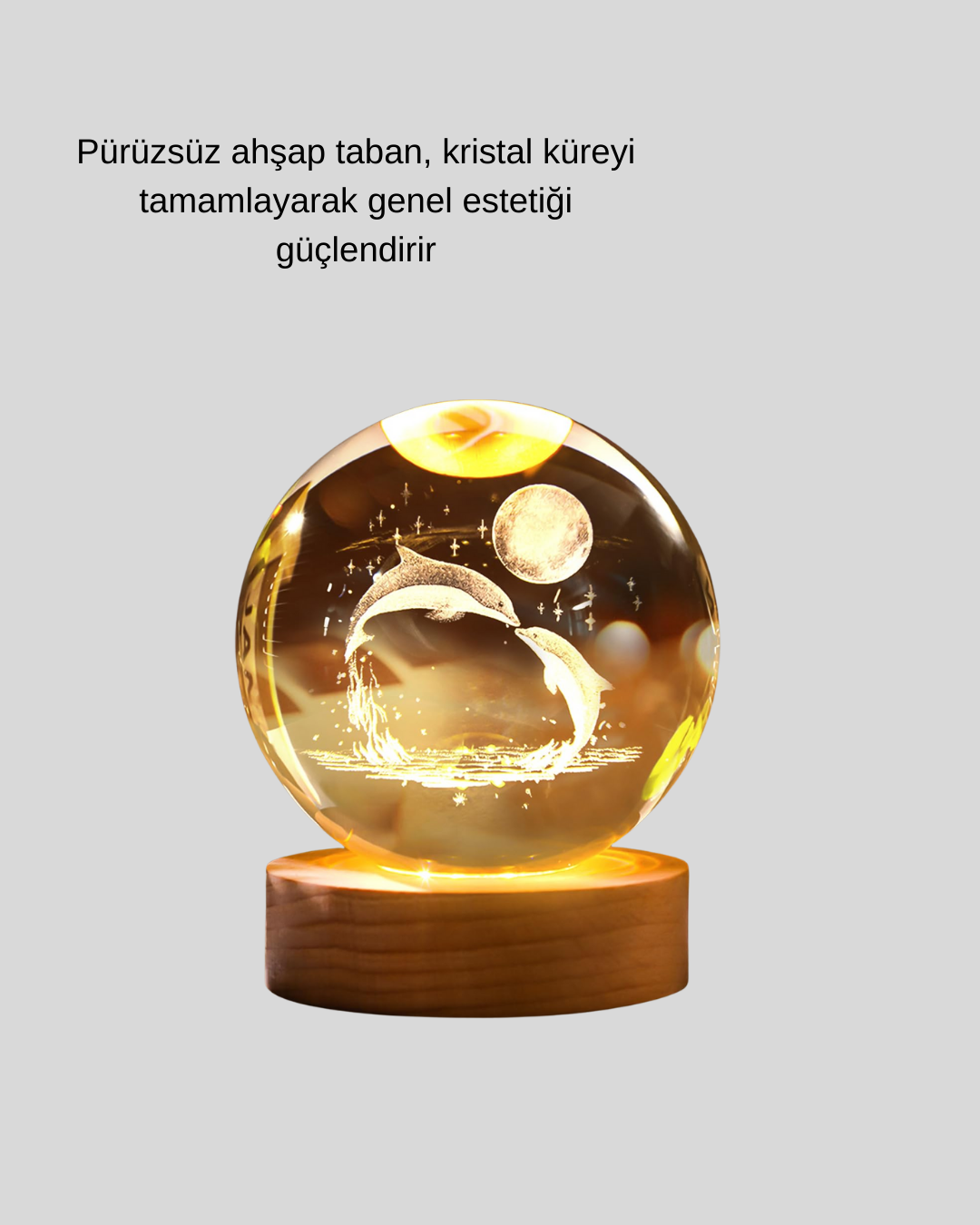 Lazer İşlemeli Yunus Kristal Küre Sıcak Işıklı Ahşap Standlı - Bayi Depom Lazer İşlemeli Yunus Kristal Küre Sıcak Işıklı Ahşap Standlı - Bayi Depom