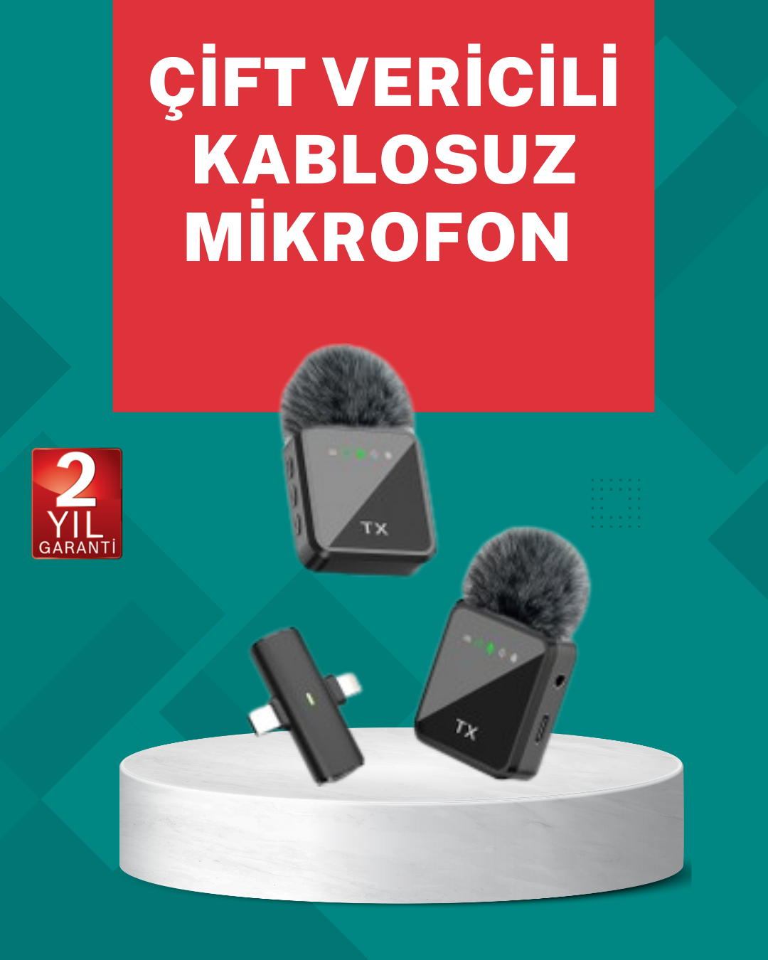 Profesyonel Ses Kayıtları İçin 2’li Kablosuz Yaka Mikrofon Seti - Bayi Depom