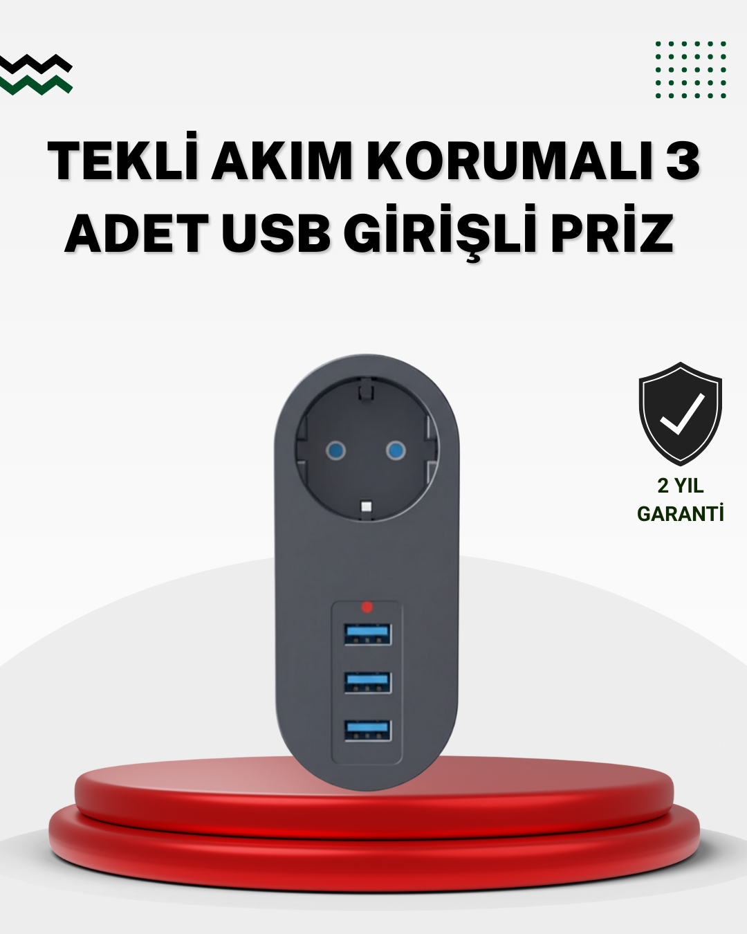 Akım Korumalı USB’li Priz – Güçlü 2500W, Isı ve Çocuk Koruması - Bayi Depom