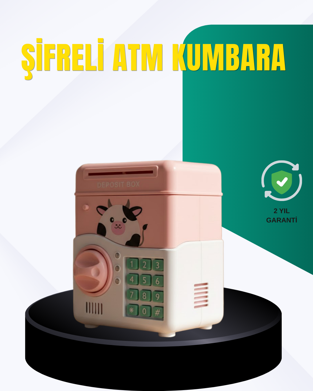Pembe Şifreli Eğitici ATM Kasa Çocuk Kumbarası - Bayi Depom