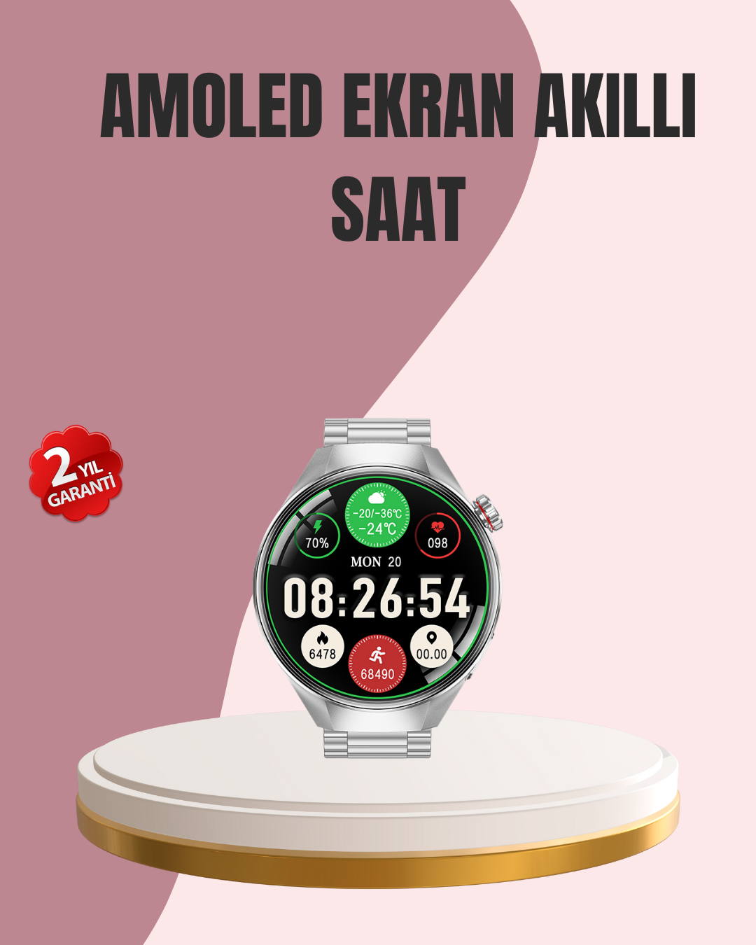 AMOLED Akıllı Saat Gelişmiş Sensörlü – Kadın Sağlığı ve Hatırlatma Özellikli - Bayi Depom AMOLED Akıllı Saat Gelişmiş Sensörlü – Kadın Sağlığı ve Hatırlatma Özellikli - Bayi Depom