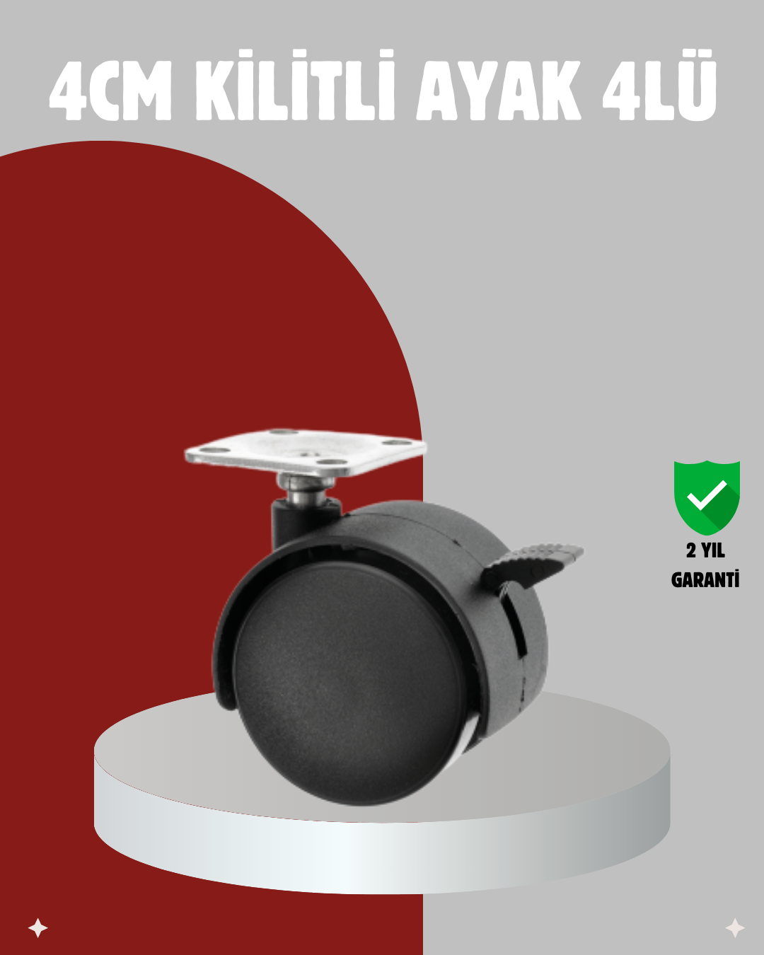 Mobilya İçin Kilitli 4 cm Tekerlek Ayak Seti - Bayi Depom Mobilya İçin Kilitli 4 cm Tekerlek Ayak Seti - Bayi Depom
