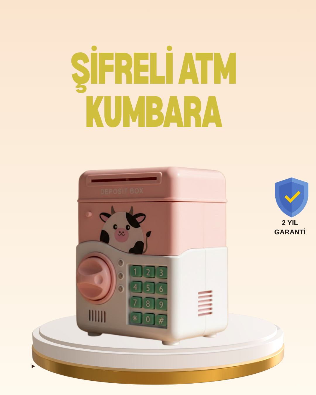 Çocuklar İçin Pembe ATM Görünümlü Elektronik Kumbara - Bayi Depom