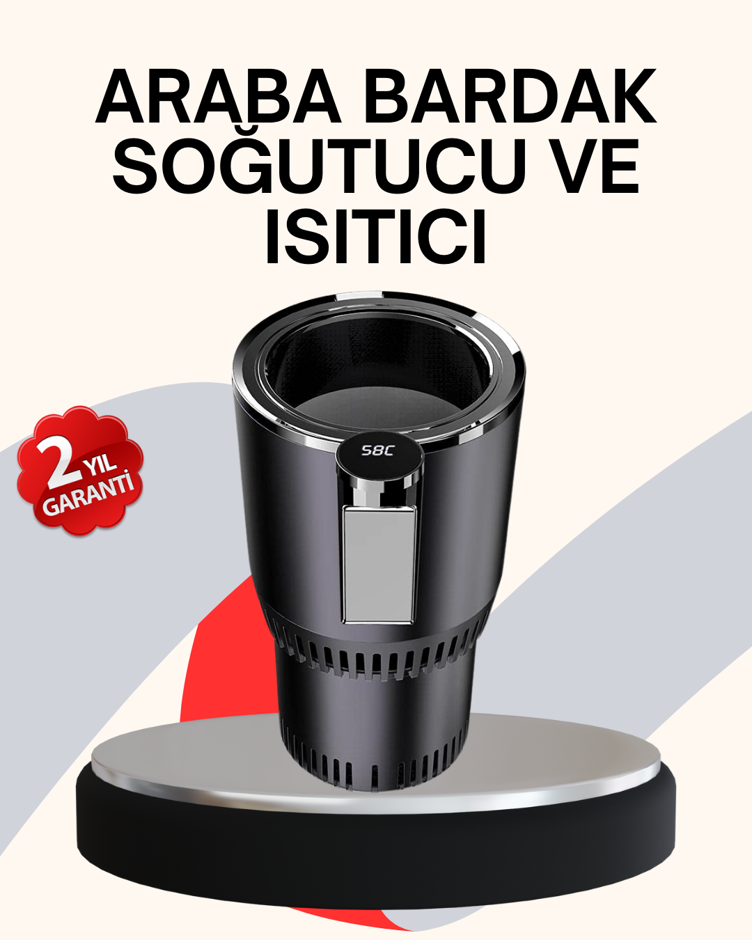 Araba Bardaklığı Isıtma Soğutma Ayarlı Çakmak Girişli Akıllı Model - Bayi Depom