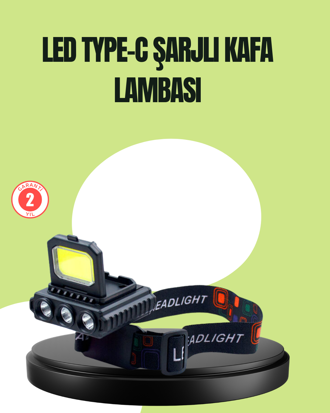 800 Lumen Çok Fonksiyonlu LED Kafa Lambası Type C Şarjlı - Bayi Depom