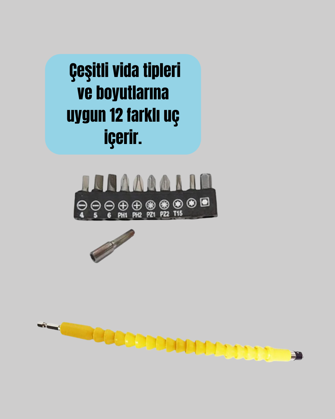 12 Parça Akrobat Bits Seti Çok Amaçlı Vidalama Dayanıklı Çelik Yeni Nesil - Bayi Depom