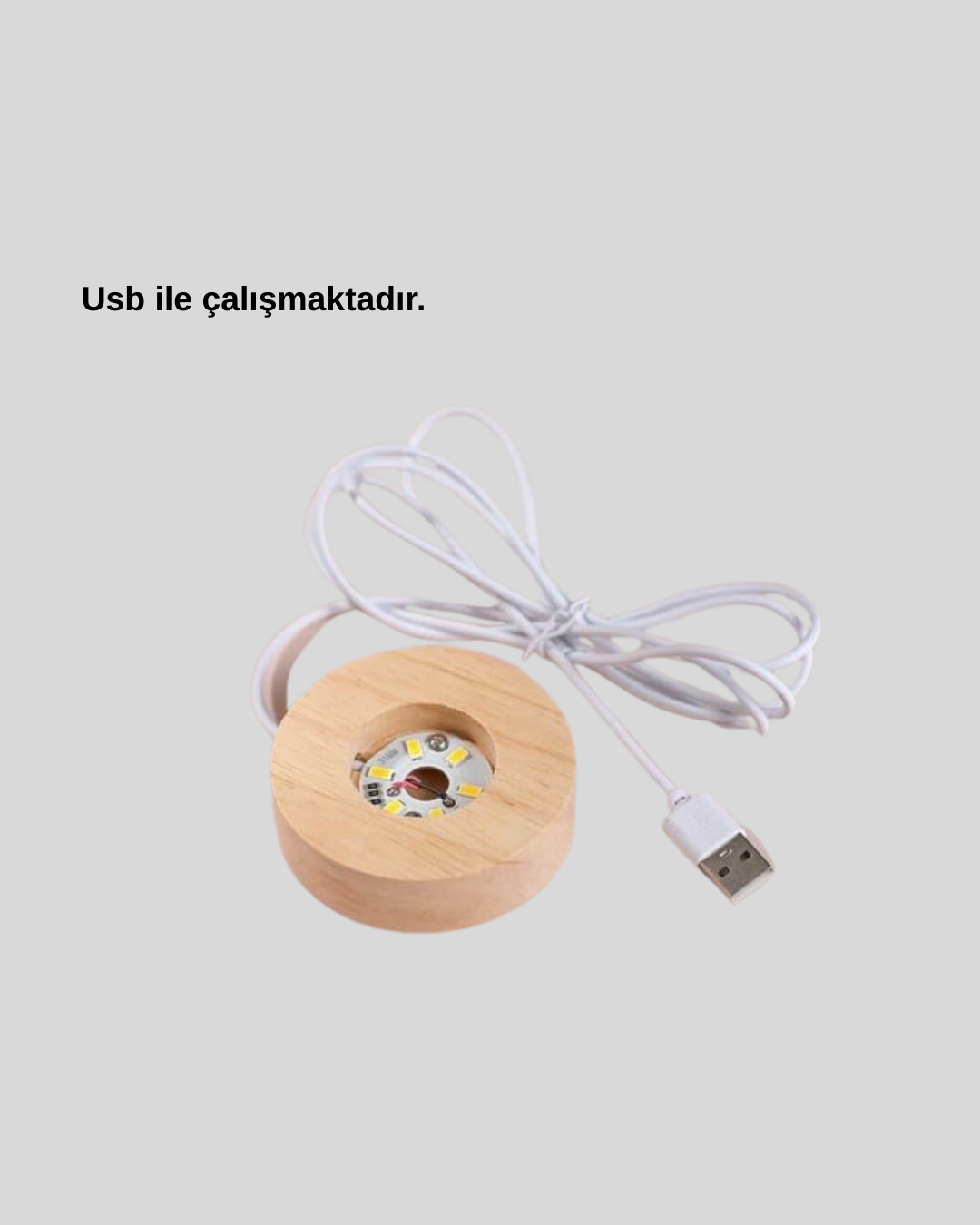 Ahşap Standlı LED Kristal Küre Lazer İşlemeli Dekoratif Obje - Bayi Depom