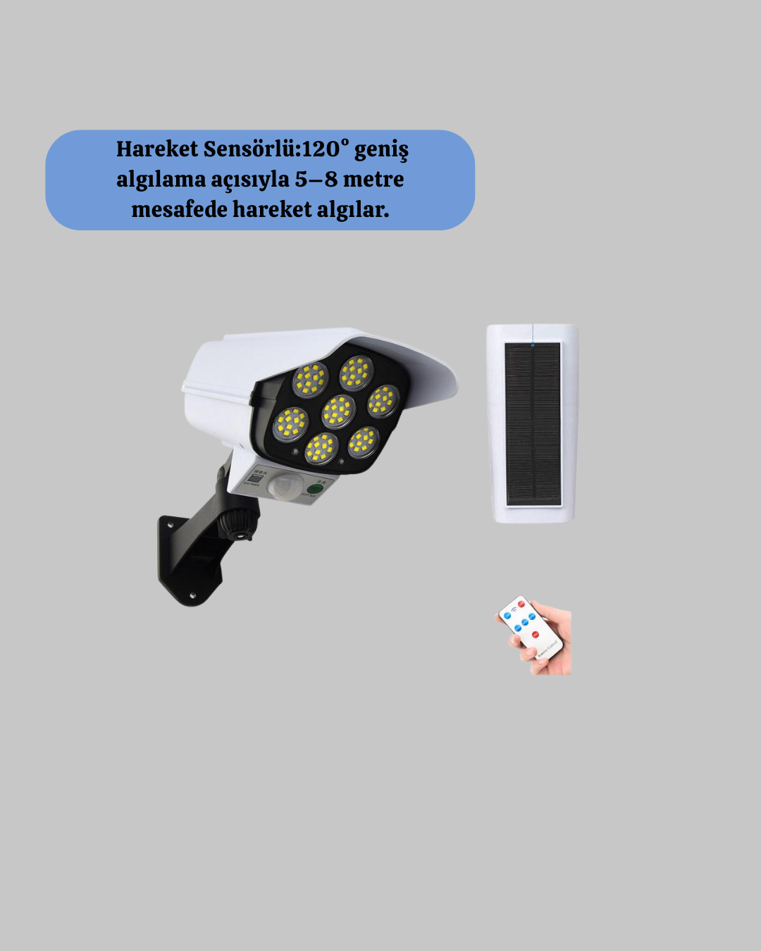 Güneş Enerjili Kamera Görünümlü Hareket Sensörlü LED Duvar Lambası Uzaktan Kumandalı - Bayi Depom Güneş Enerjili Kamera Görünümlü Hareket Sensörlü LED Duvar Lambası Uzaktan Kumandalı - Bayi Depom
