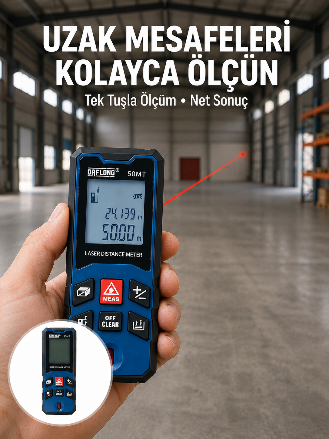 Profesyonel Lazer Metre Hassas Ölçüm ve Dijital Ekran Yeni Nesil - Bayi Depom