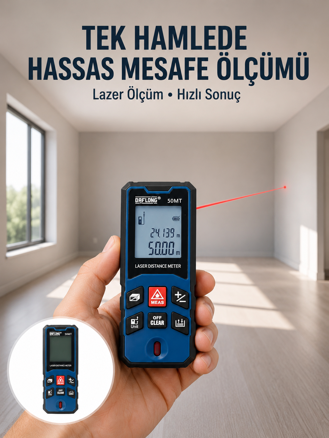 Lazer Metre 50 MT Hassas ve Hızlı Ölçüm Özellikli Yeni Nesil - Bayi Depom