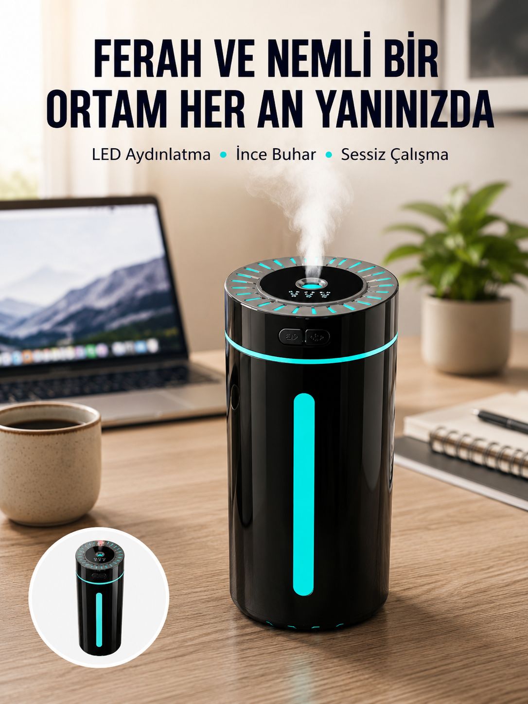 Ultrasonik Nemlendirici LED Işıklı Aromaterapi Difüzör Sessiz Çalışma Yeni Nesil - Bayi Depom Ultrasonik Nemlendirici LED Işıklı Aromaterapi Difüzör Sessiz Çalışma Yeni Nesil - Bayi Depom