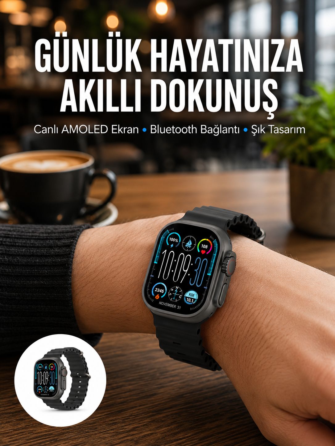 AMOLED Akıllı Saat Bluetooth Arama Su Geçirmez Yeni Nesil - Bayi Depom AMOLED Akıllı Saat Bluetooth Arama Su Geçirmez Yeni Nesil - Bayi Depom