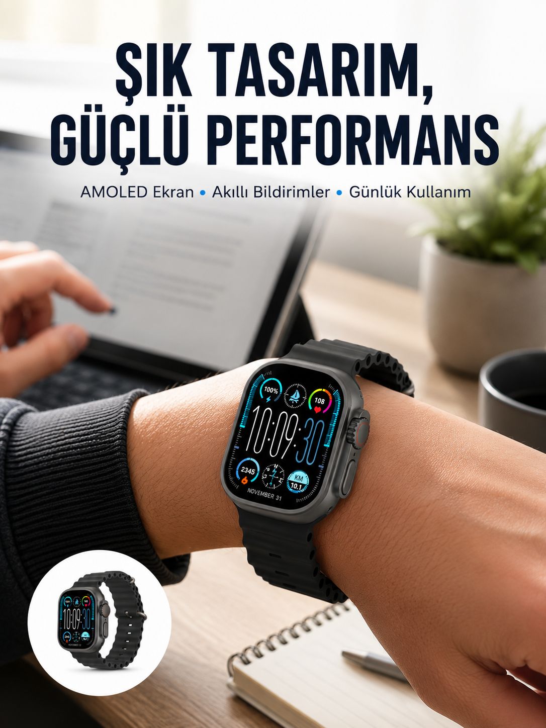 AMOLED Ekran 49mm Ultra Tasarım 3 Kordonlu Akıllı Saat Yeni Nesil - Bayi Depom AMOLED Ekran 49mm Ultra Tasarım 3 Kordonlu Akıllı Saat Yeni Nesil - Bayi Depom
