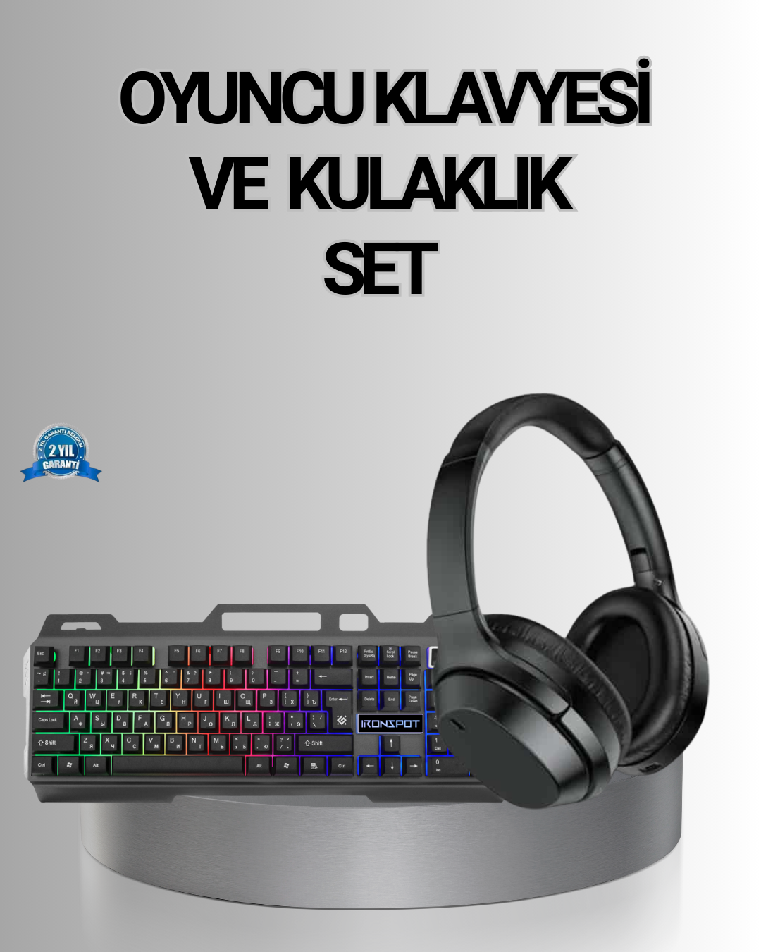 Işıklı Oyuncu Klavye Mouse ve Bluetooth Kulaklık Seti Türkçe Q USB - Bayi Depom
