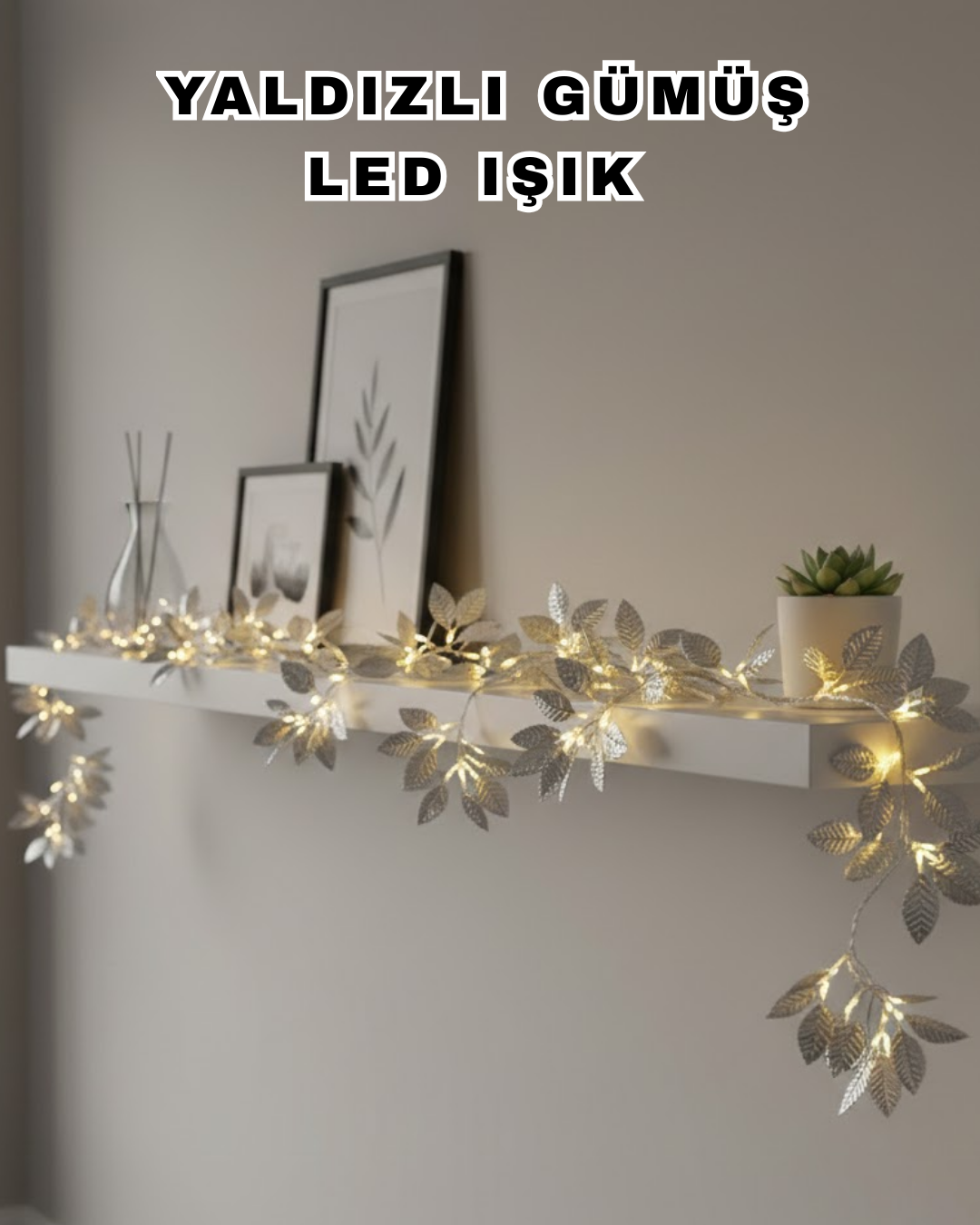 Yaldızlı Gümüş Yaprak LED Işık Pilli Dekoratif Ortam ve Yılbaşı Aydınlatması - Bayi Depom Yaldızlı Gümüş Yaprak LED Işık Pilli Dekoratif Ortam ve Yılbaşı Aydınlatması - Bayi Depom