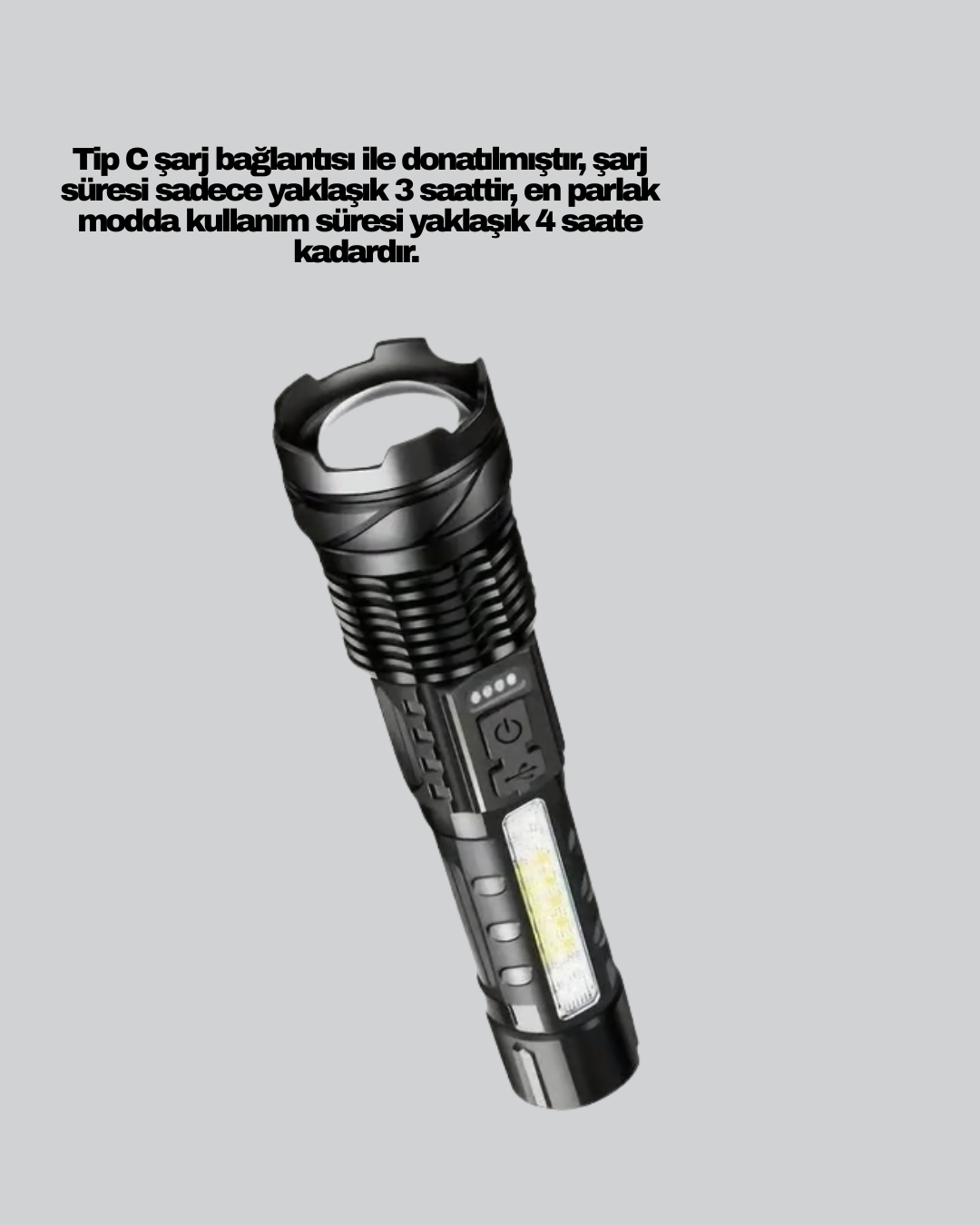 Güçlü LED El Feneri Şarj Edilebilir Çok Modlu - Bayi Depom Güçlü LED El Feneri Şarj Edilebilir Çok Modlu - Bayi Depom
