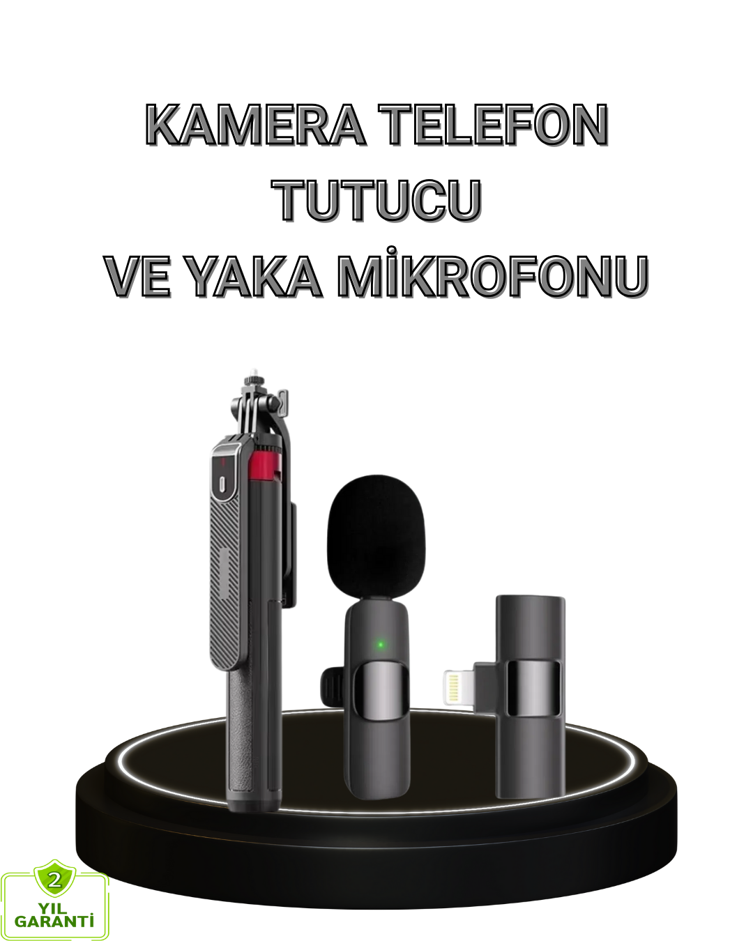 Vlog ve Canlı Yayın İçin Çift Yaka Mikrofonu ve Tripodlu Selfie Çubuğu Seti - Bayi Depom Vlog ve Canlı Yayın İçin Çift Yaka Mikrofonu ve Tripodlu Selfie Çubuğu Seti - Bayi Depom