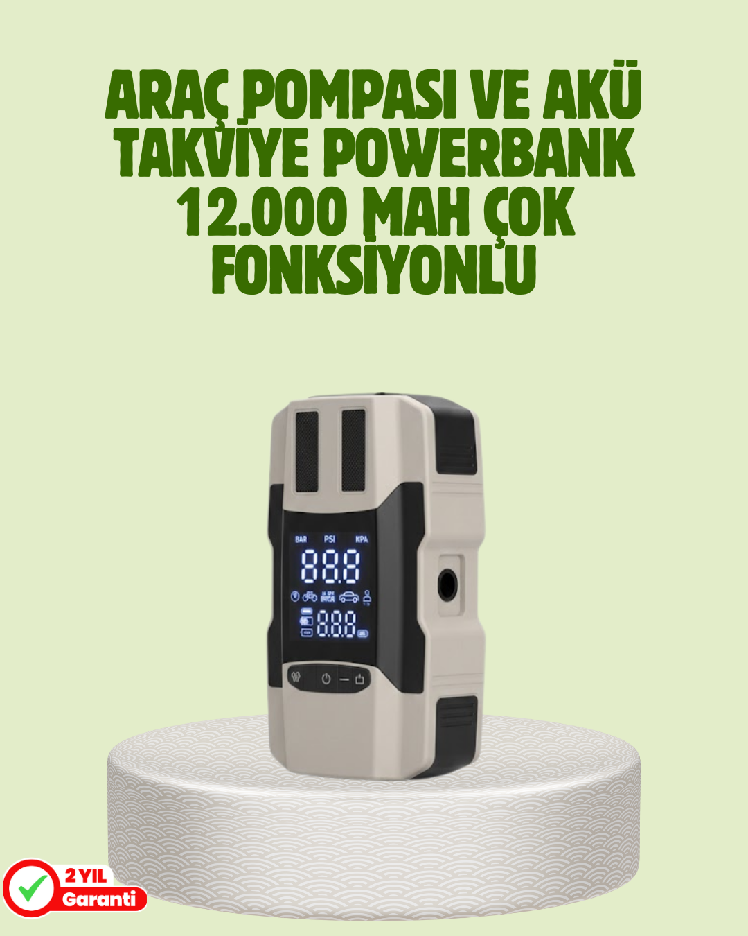 Araç Akü Takviye Cihazı ve Lastik Şişirme Pompası 12.000 mAh - Bayi Depom Araç Akü Takviye Cihazı ve Lastik Şişirme Pompası 12.000 mAh - Bayi Depom