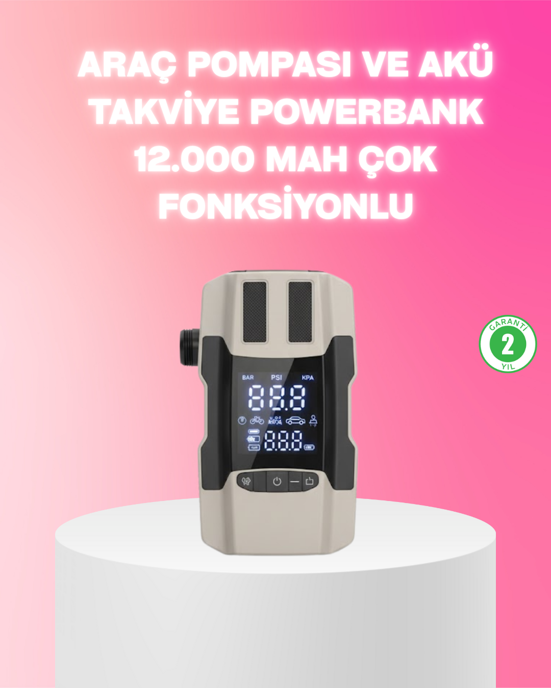 Araç Hava Pompası ve Akü Takviye Powerbank 12.000 mAh Çok Fonksiyonlu - Bayi Depom Araç Hava Pompası ve Akü Takviye Powerbank 12.000 mAh Çok Fonksiyonlu - Bayi Depom