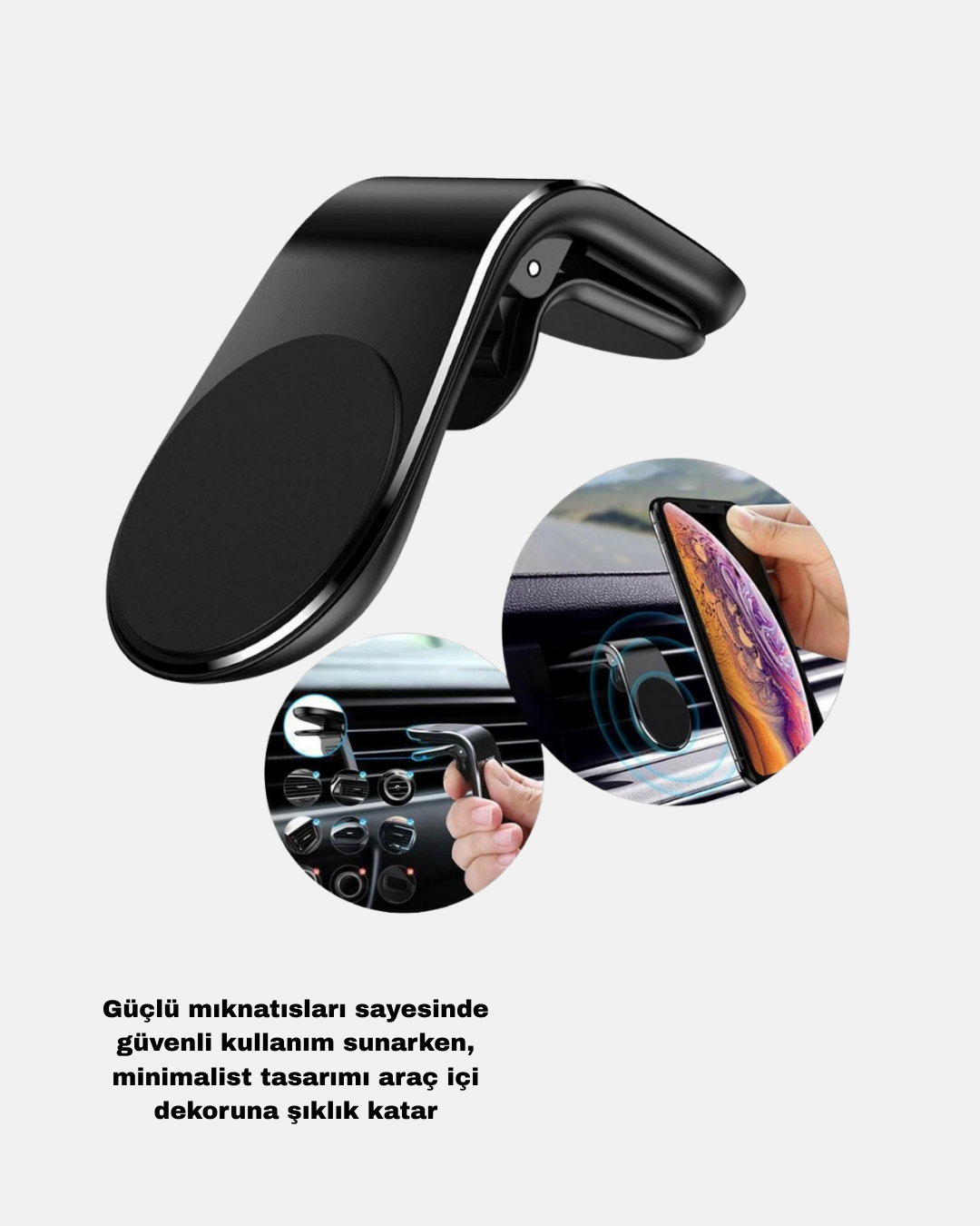 Manyetik Araç Telefon Tutucu ve Hızlı Şarj Adaptörü 2’li Set - Bayi Depom
