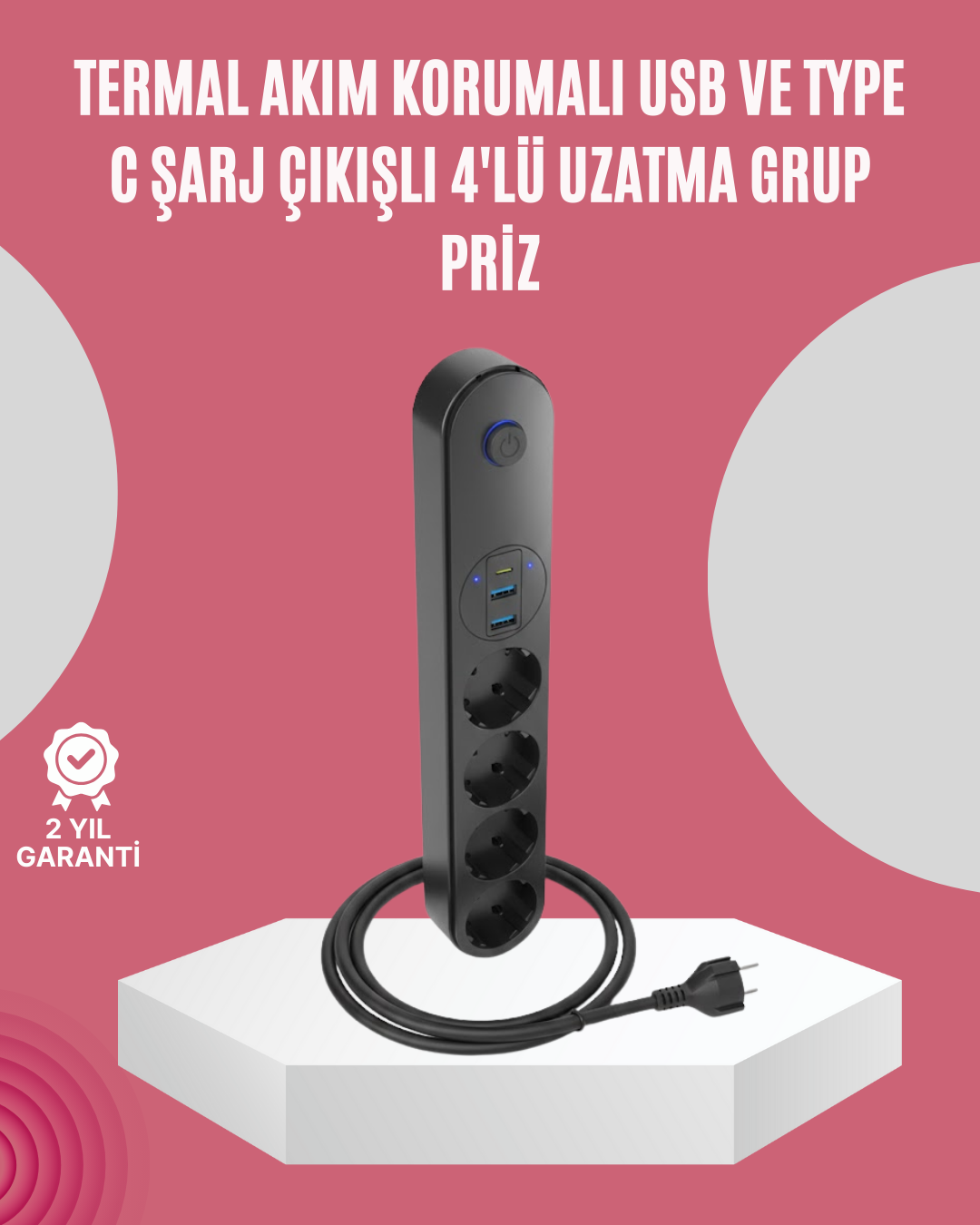 Led Anahtarlı Akım Korumalı Çoklu Priz 4 Priz 3 USB Girişli - Bayi Depom Led Anahtarlı Akım Korumalı Çoklu Priz 4 Priz 3 USB Girişli - Bayi Depom